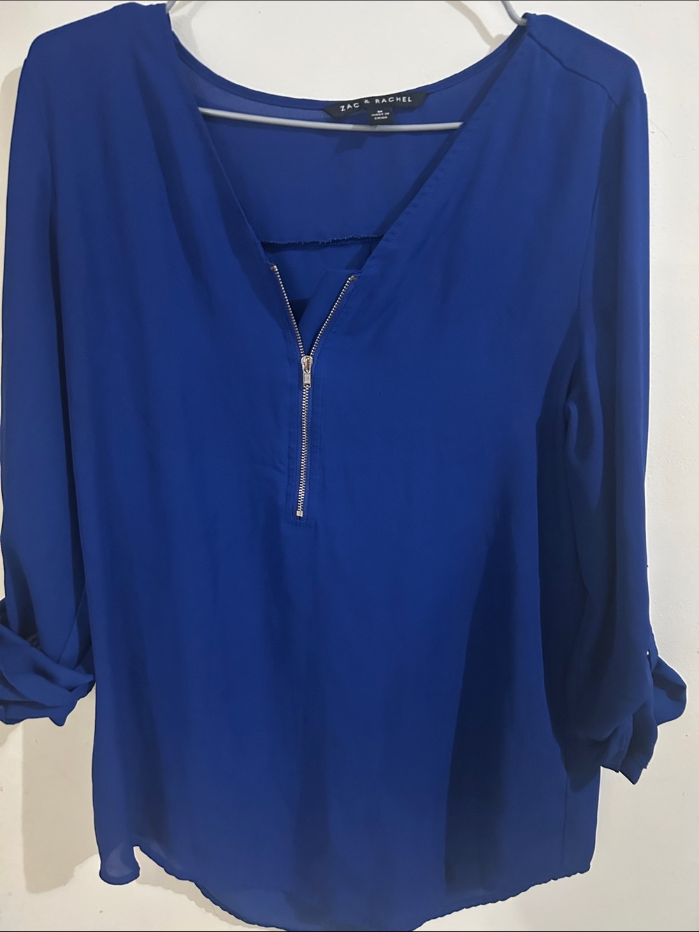 Zac & Rachel Cobalt Blue Zip-Front Blouse